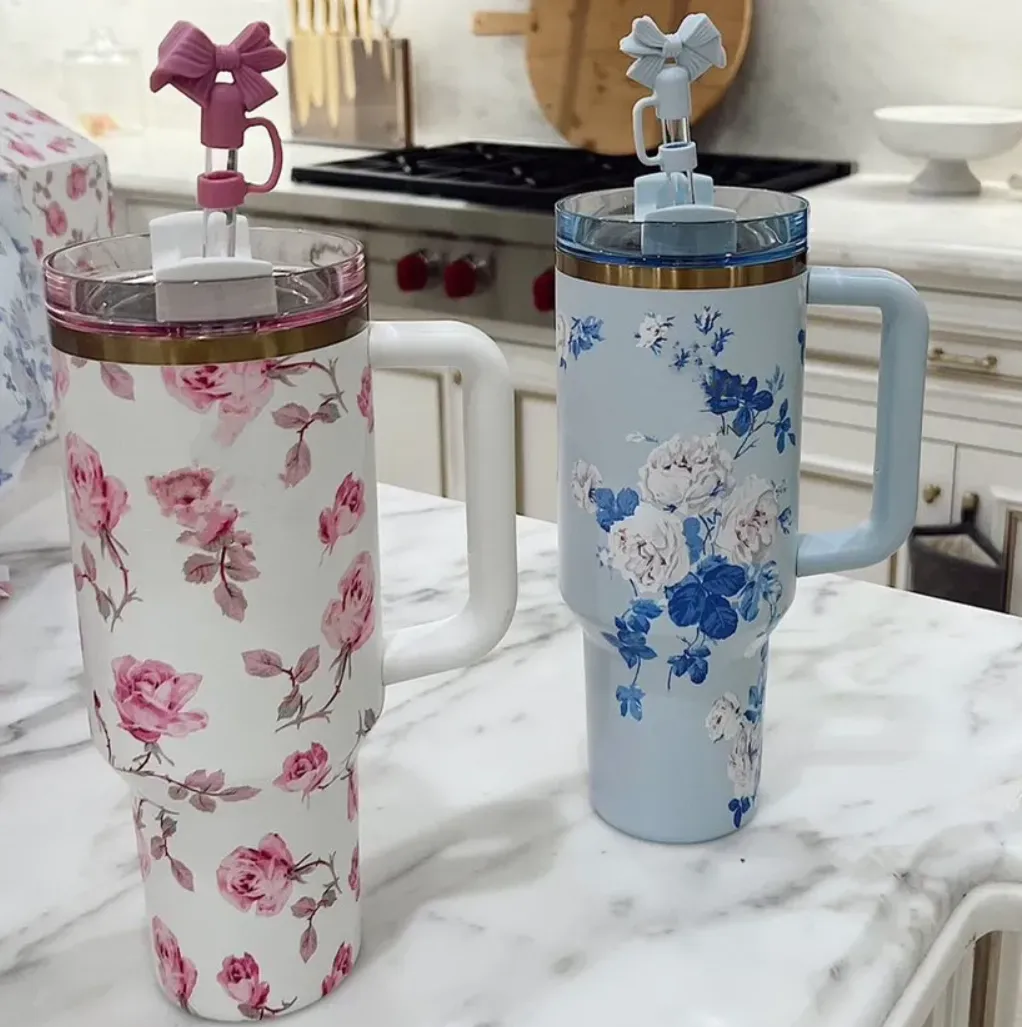 Gobelet de 40 oz avec poignée et paille et 6 pièces d'accessoires pour tasse de