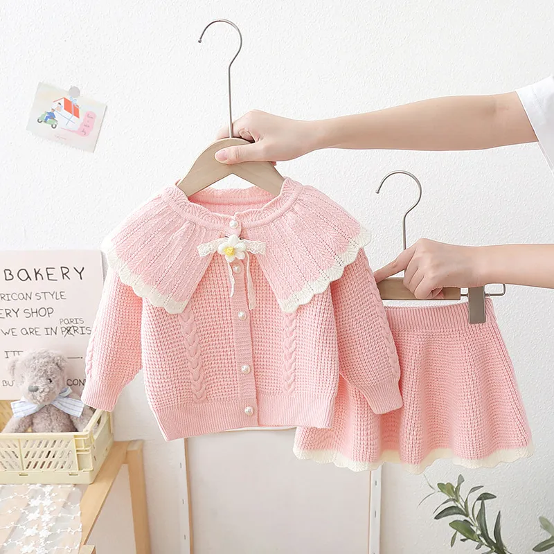 Save Big on Bulk Baby Girl Autumn Winter Skirt Sets Baby Girls Clothes Set  Lace Wool Sweater Suit For Girl Autumn Spring Kids Pcs Clothing Children 