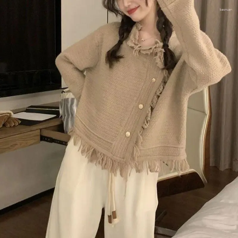 Casual Solid O-Neck tassel Knitting Sweater Casual Solid O-Neck tassel Knitting Sweater