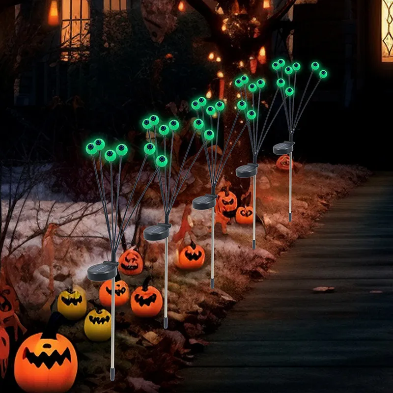 Lot De 2 Lampes Solaires Citrouille Halloween - 16 LEDs, 8 Modes, Étanches IP65 - Décoration Extérieur Jardin - 3