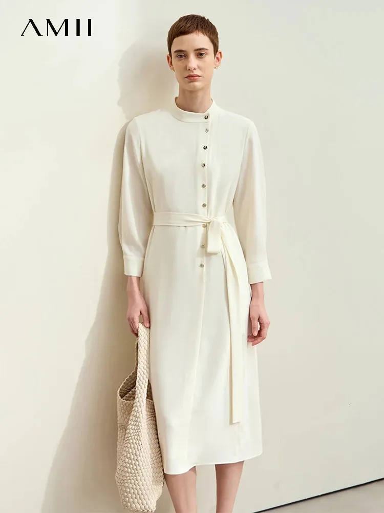 Womens Spandex Midi Dress with Stand Collar and Belt, Cut Out Pattern,  Loose Casual Style for Autumn from Dhgate Stage Wear - price 84.13