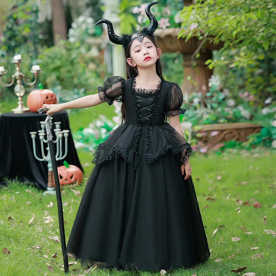 Evil Girls Cosplay Dress Children Fairy Halloween Costume Kids Black Witch  Gown Cotton 0-2Y from Dhgate Cosplay - price 17.59