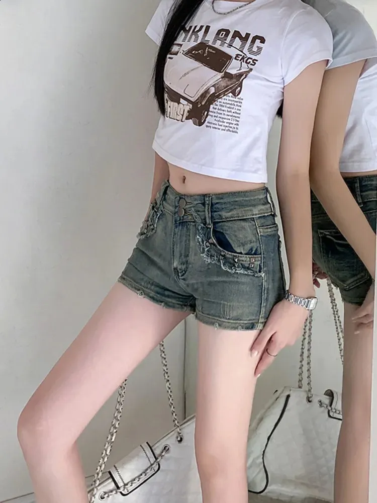 Streetwear Harajuku Mini Denim Shorts: Retro 90s Blue Jean
