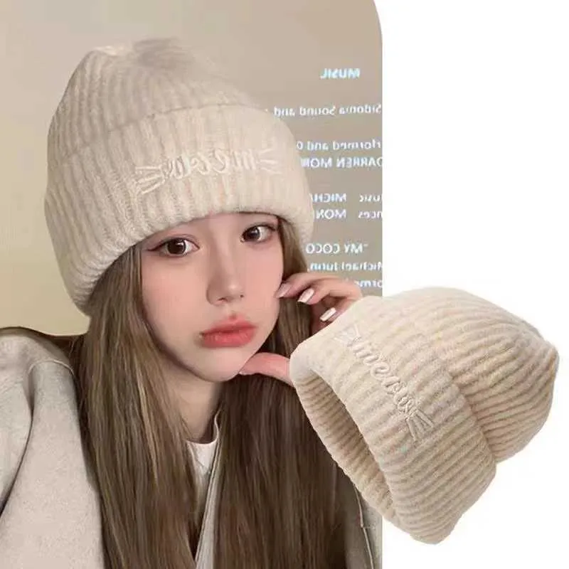 Letter Embroidery Womens Beanie Cap, Winter Woolen Hat | DHgate display picture 1