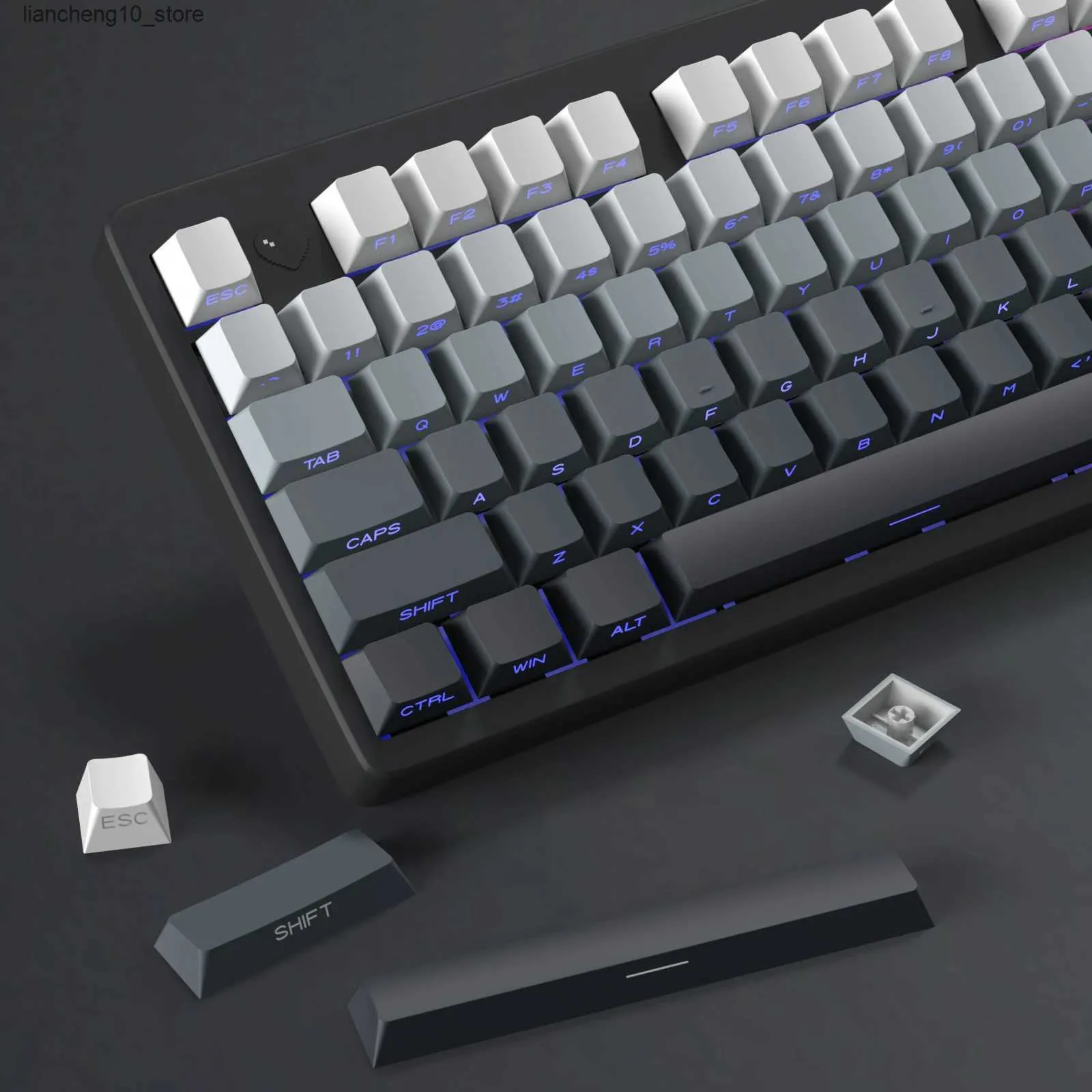 PBT Double Shot Gradient Gray Keycaps for Cherry MX Mechanical ...