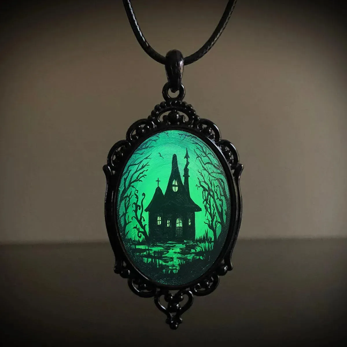 Collar Gótico De Cameo Con Murciélago – Colgante De Vidrio Vintage Para Halloween, Accesorio De Moda Elegante Para Fiestas De Disfraces, Regalo Original Para Amantes Del Estilo Oscuro