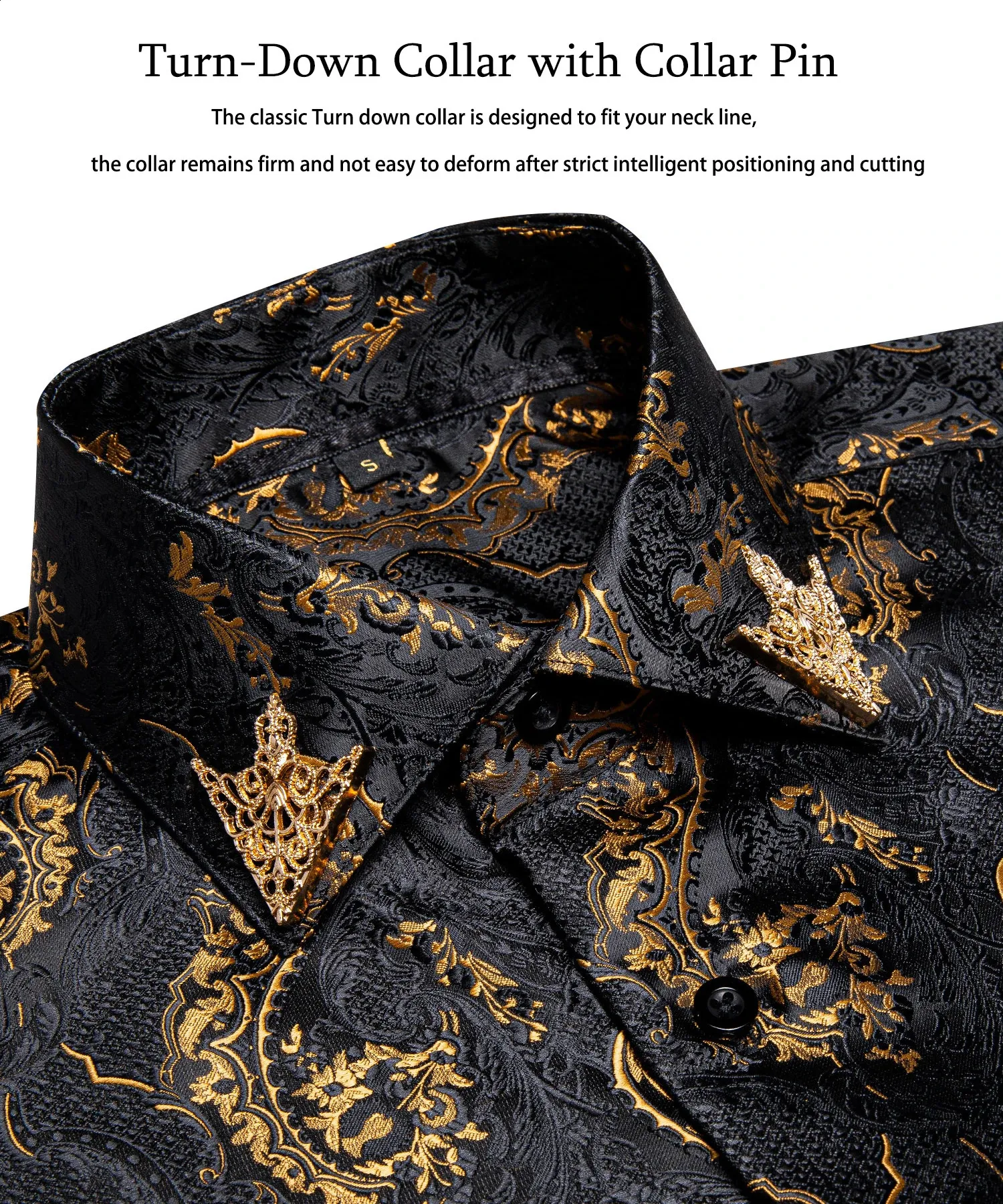 men black and gold dress shirt OppoSuits Men's Shirt - Long Sleeve Shirt - Golden Geo Star main image 0