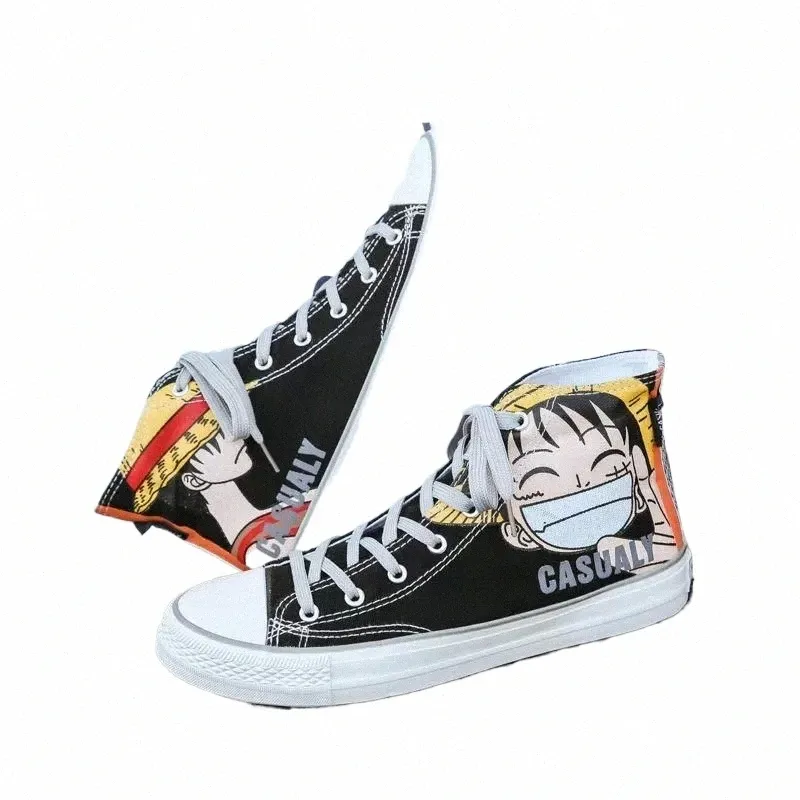 Canvas High Top Sneakers with Cartoon Character Print for Men Casual  Trendy Footwear