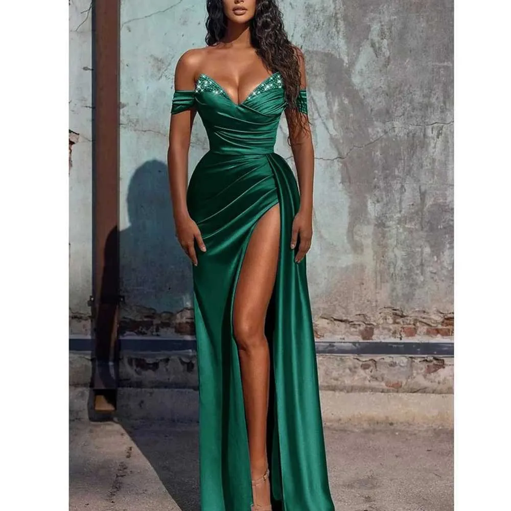 open lace back dress Satin Spaghetti Strap Pleated Bust Maxi Dress with Side Slit  Eclipse