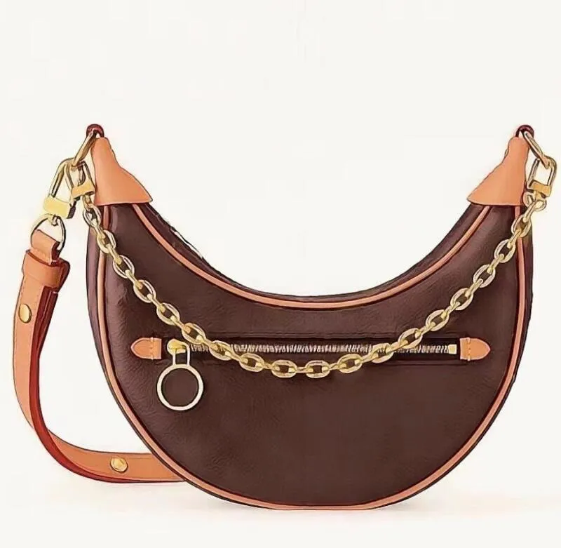 Designer Croissant Loop Half Moon Bag With Metal Chain
