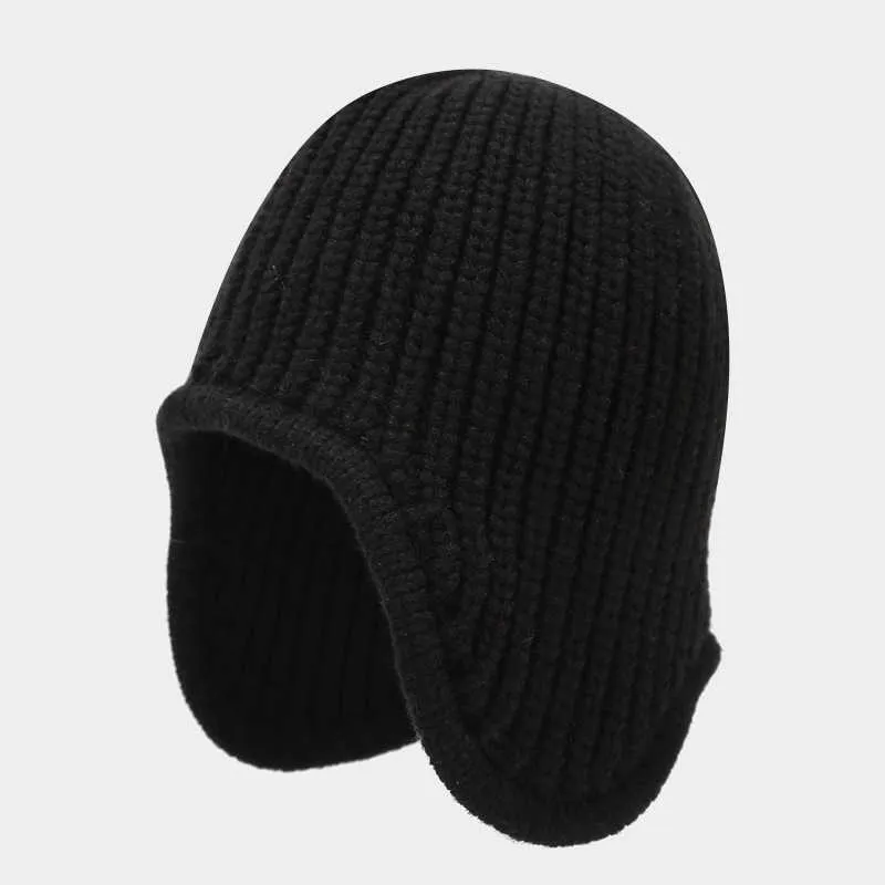 Women Black 2 Winter Sherpa Beanie Hats Knit Ear Flaps Peruvian Cover Ears Women Winter Peruvian Cover Ears Beanie Hat Ear Flaps Sherpa  main image 3