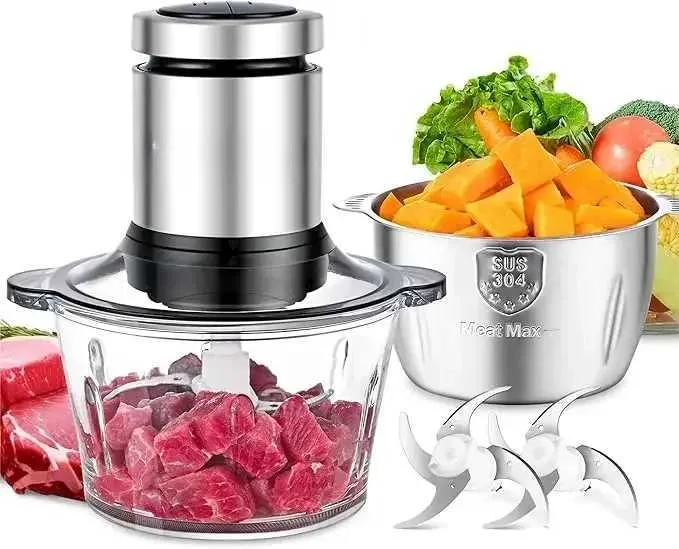 Acheter Mini hachoir portable à 3 lames, presse-purée électrique intelligent rechargeable par USB de 250 ml pour hacher l'ail, la viande hachée, l'oignon, les épices, etc