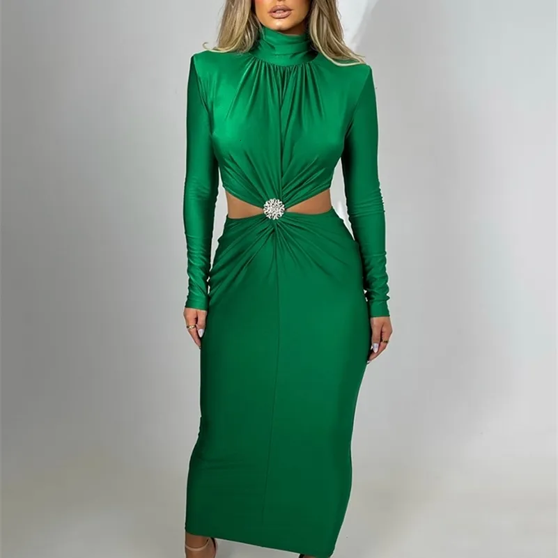 navy blue dress for baby girl Strapless Long Sleeve Hollow Out Bodycon Midi Dresses