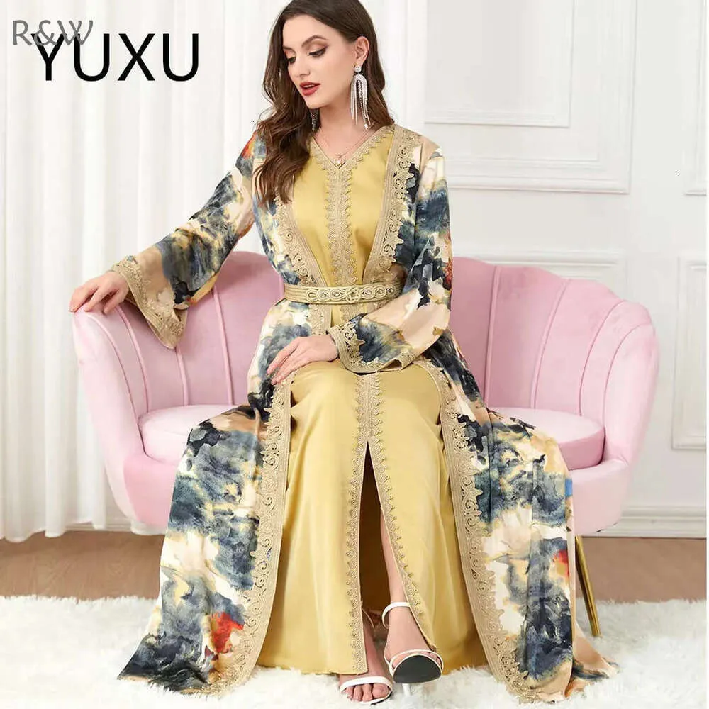 chinese dress ladies Elegant Two Piece Yellow Prom Dress with Lace Top – FancyVestido main image 0