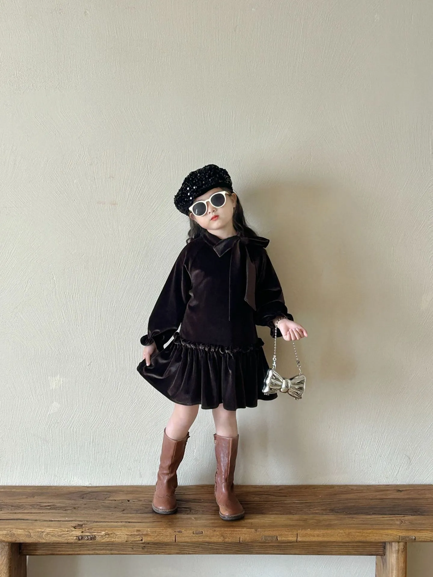 Girls Bow Knee-Length Denim Dress with Full Sleeves and Falbala Trim for  Autumn Children from Dhgate Girls Dresses - price 83.72