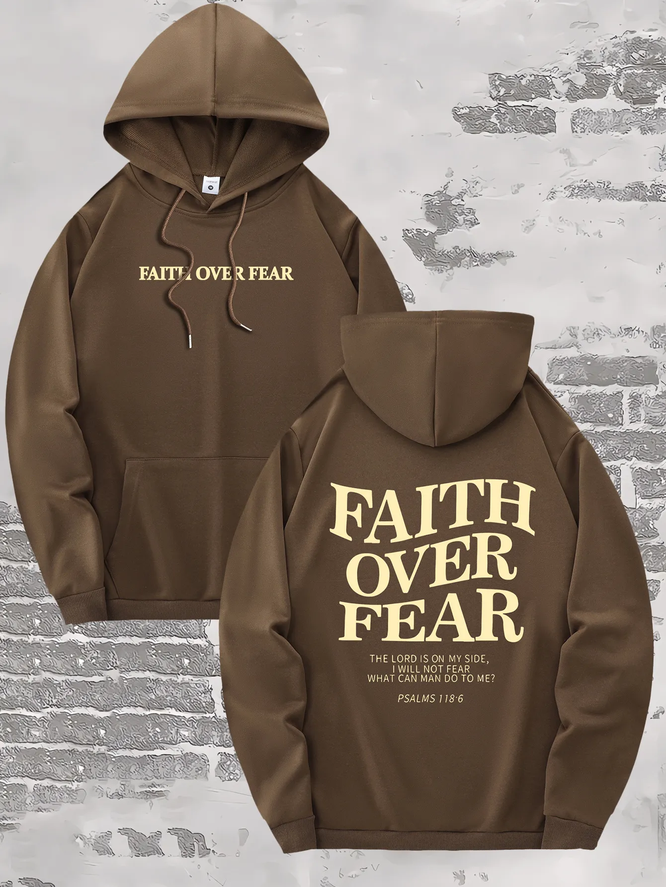 Cita Inspiradora Sudadera Con Capucha: Faith Over Fear, Tejido De