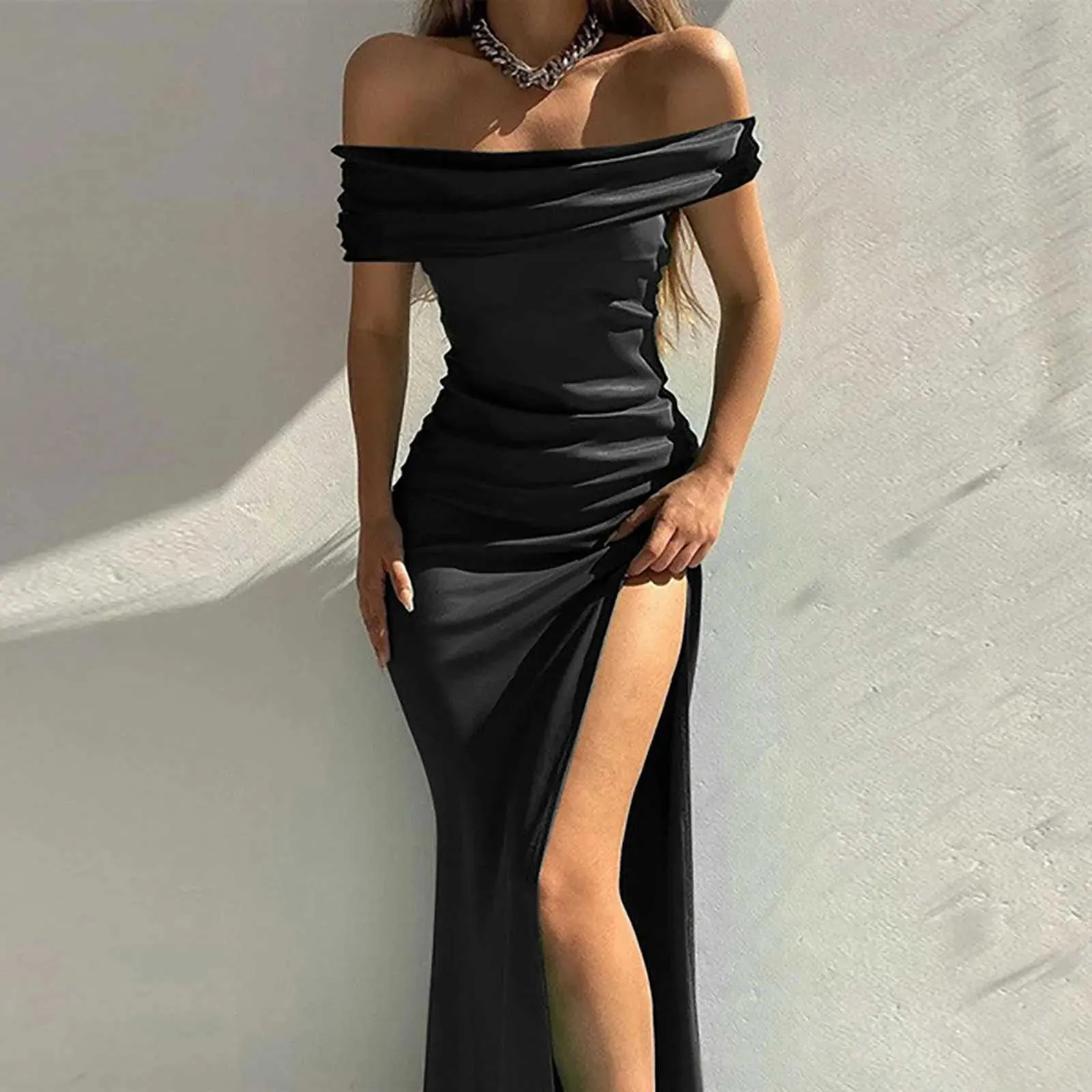 Elegant Evening Dress Floor-Length Chiffon High Waist Split Formal Maxi  Dress for Women from Dhgate Runway Dresses - price 29.66