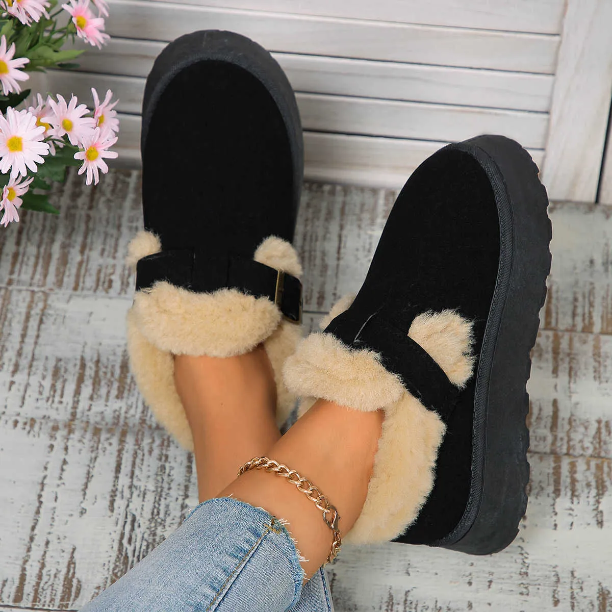 Slipper Boots Fur Lined Ladies Slippers Leather Slipper Boots