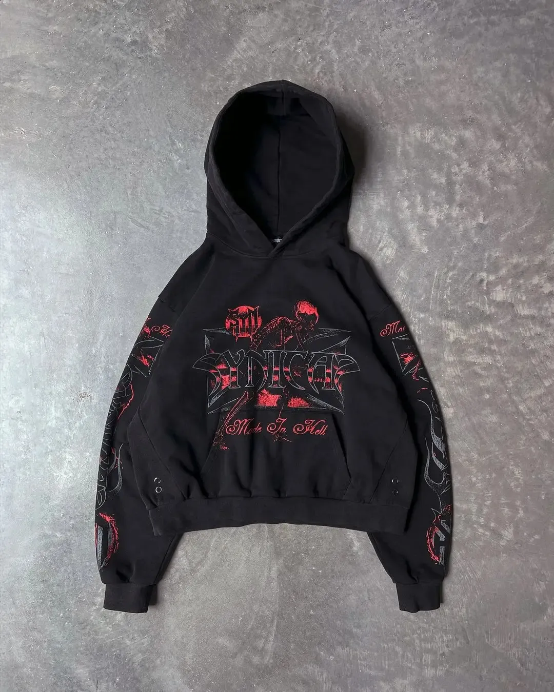 Streetwear Gótico Sudadera Con Capucha Letra Punk De Talla Grande