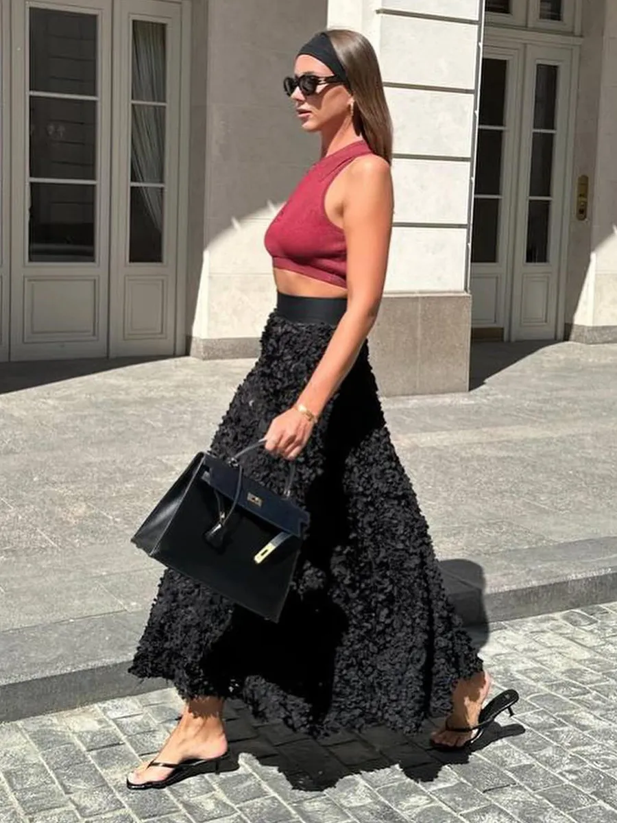 Skirts Elegant Evening Dress Petal Splicing High Waist Skirt For Women  Vintage Holiday Party Christmas Skirts from Dhgate Skirts - price 83.65