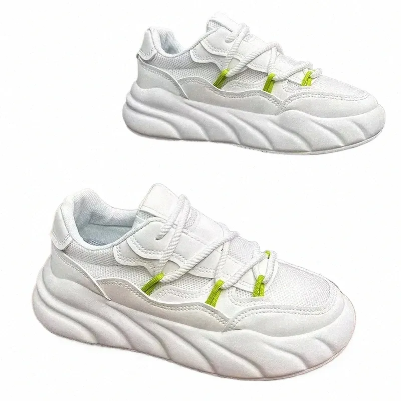 Men's White Leather Athleisure Sneakers Minimalist Clunky Design for  Casual Style