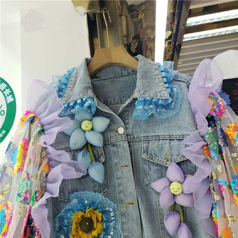 Ladies Jackets Mesh Denim Jacket Mesh Jean Jacket Outlet
