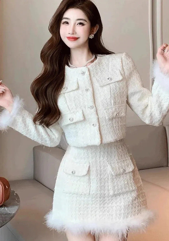 dress set korean style Loose Fit Long Sleeve Cotton Vest And Dress Set Women's Korean Style Spring Fashion Ensemble High Waist Knot Design
