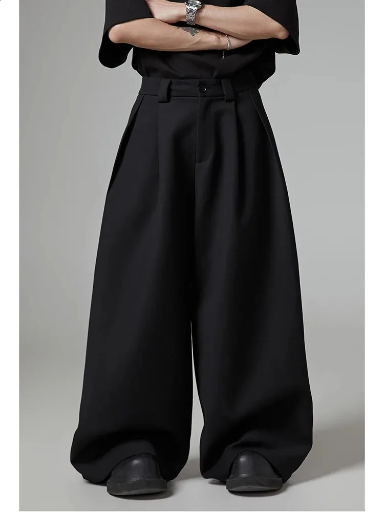Oversized Long Black Wide Leg Pants for Men, Bootcut Casual Soft