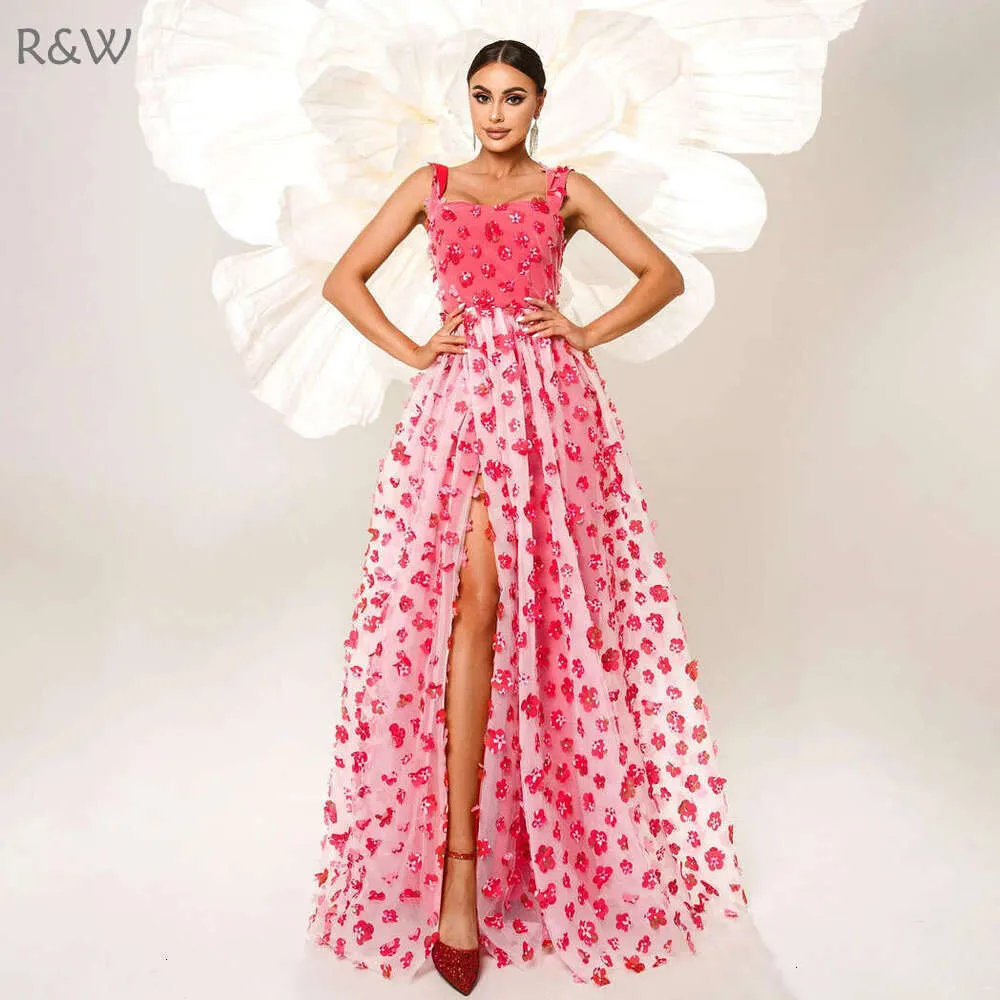 3D Floral Embroidered Evening Gown Formal Party Dress for Women