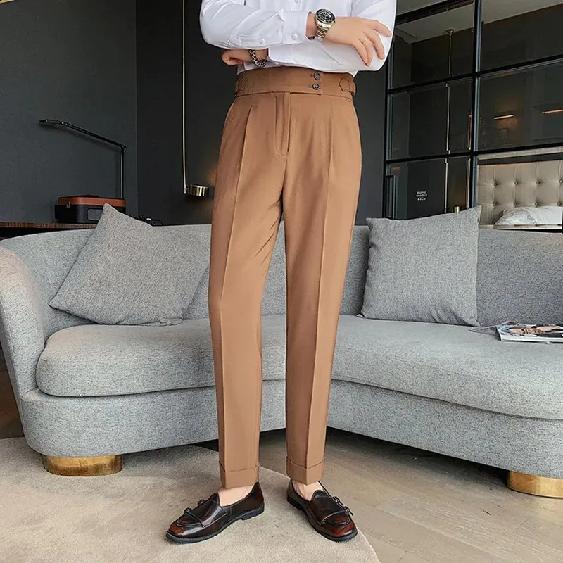 Mens Spring Summer High Waist Casual Dress Pants Men Slim Formal Office  Trousers Polyester Solid Color from Dhgate Men's Pants - price 26.65