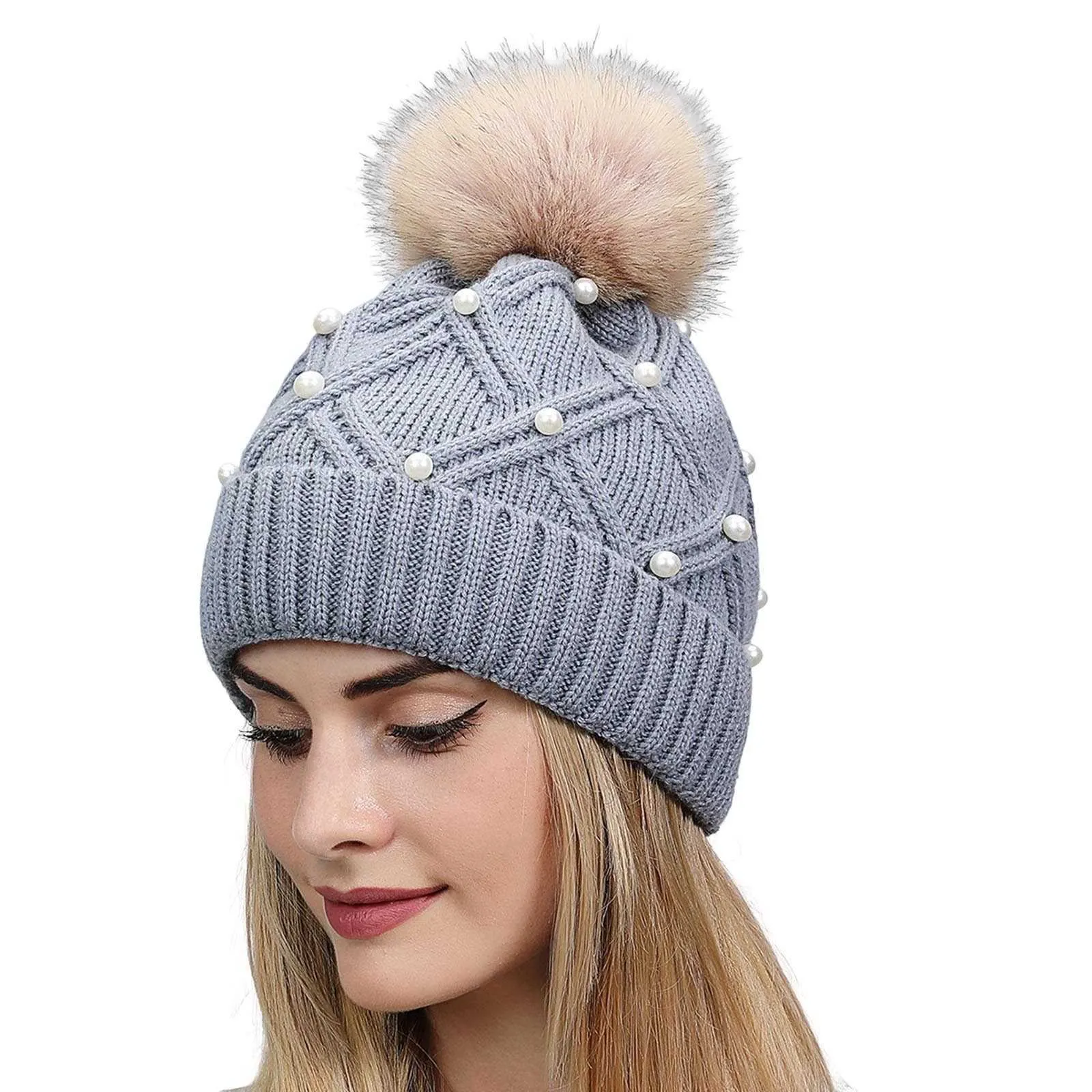 Gorro Mujer Con Perlas Metálicas | DelSol