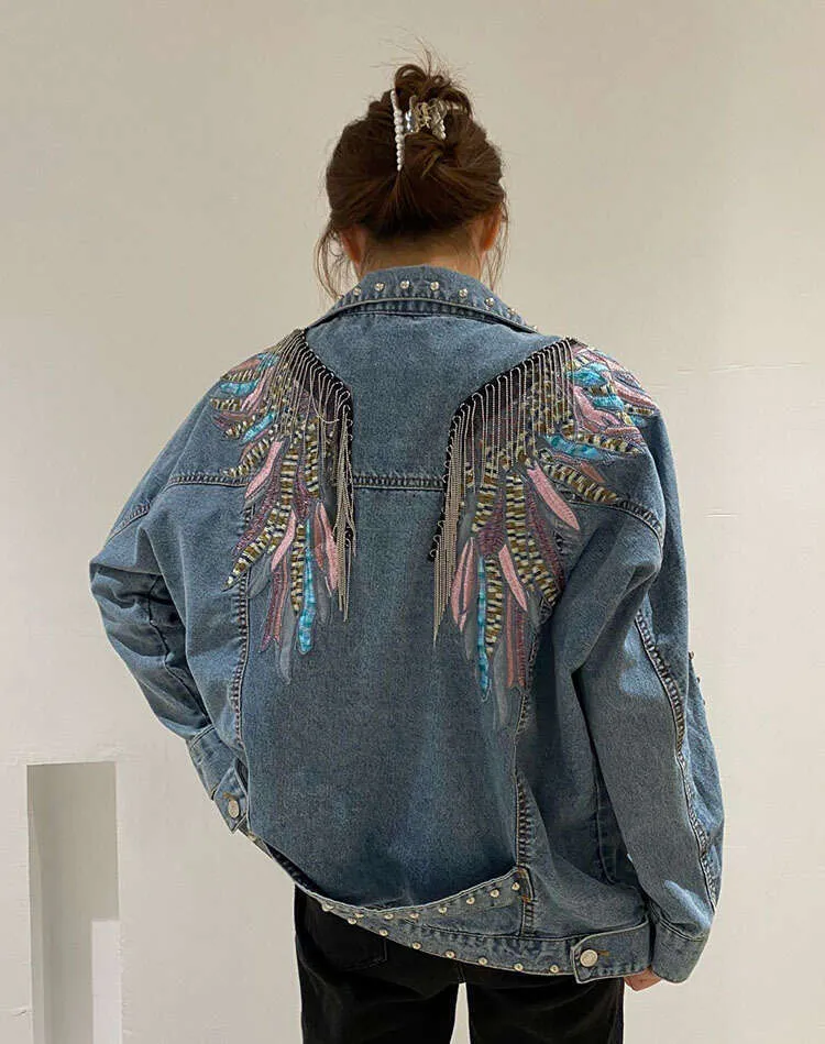 ジャケット・アウター Cord Embroidery Detail Denim Jacket s-l400.jpg