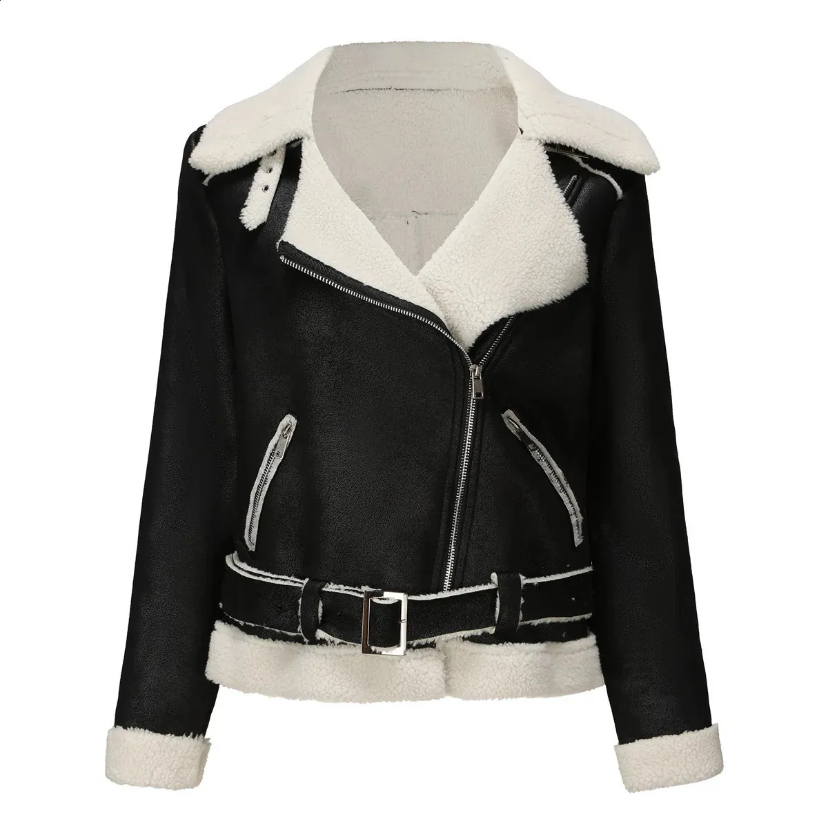 Asymmetric Placket Fur-Collar Jacket | ヤマダウェブコム