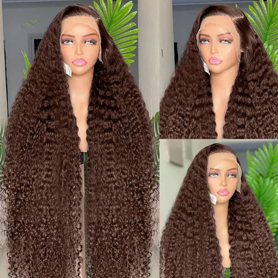 Chocolate Brown 30 Inch Deep Wave Human Hair Blend Lace  display picture 3