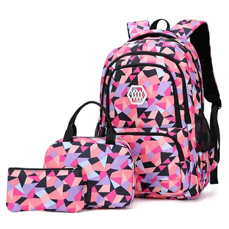 Large Capacity Printed Backpack Set for Teens Durable School Bags for