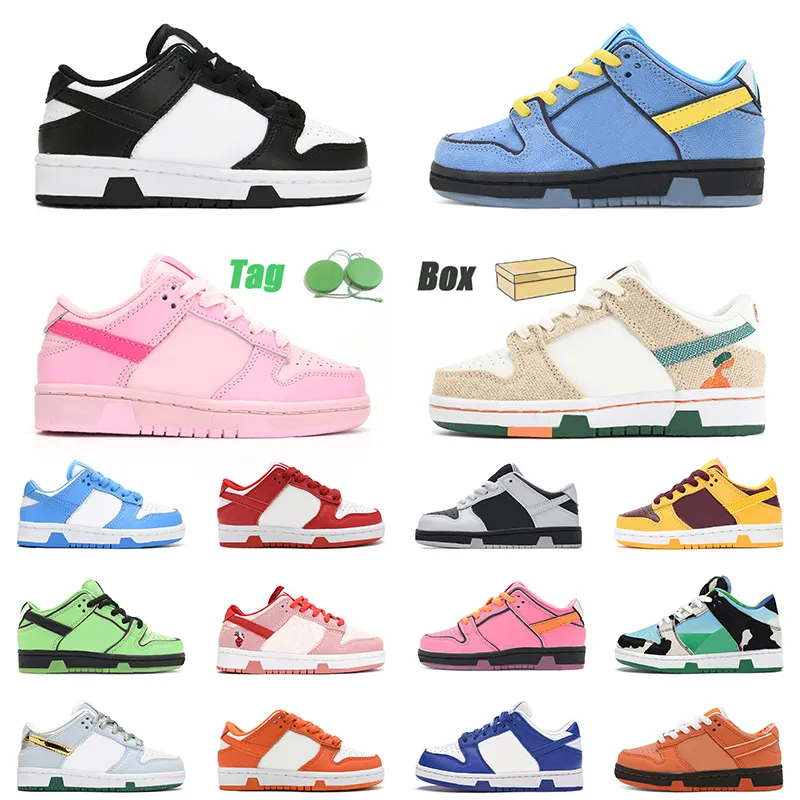 With Box Designer panda kid shoes kids sneakers children basketball trainers pandas low black white pink blue toddler skates board shoes boys girls