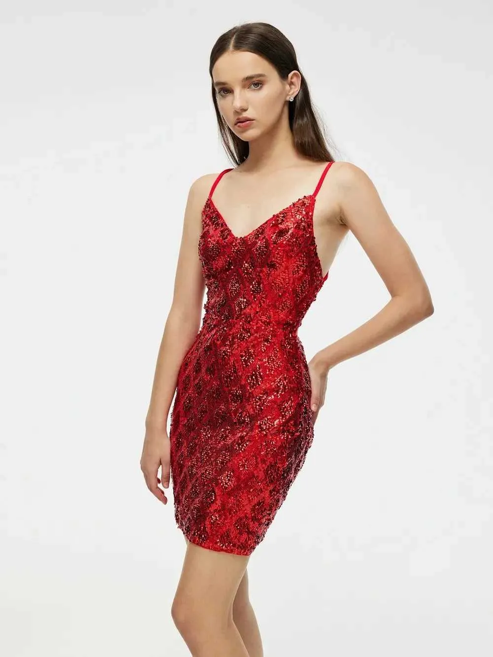 strapless open back dress Vietta Sequin Cami Micro Mini Dress main image 0