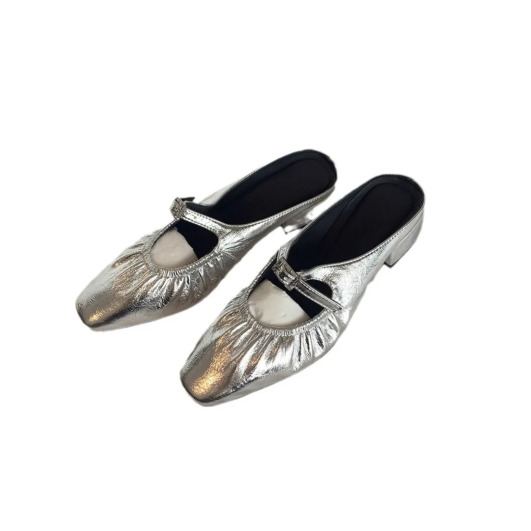 Schuhe Elegante Damen Sandalen mit Knöchelriemen aus Leder mit Dia-Verzierungen und Faltenmuster aus Rindsleder_voghion.com