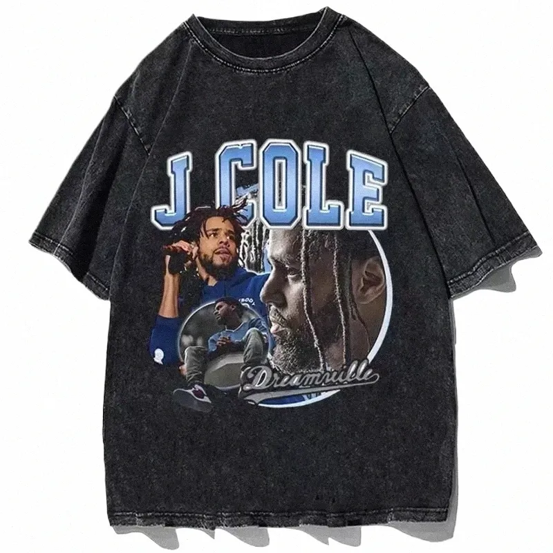DHgate.com:Oversized Vintage J Cole Graphic T-Shirt - Black