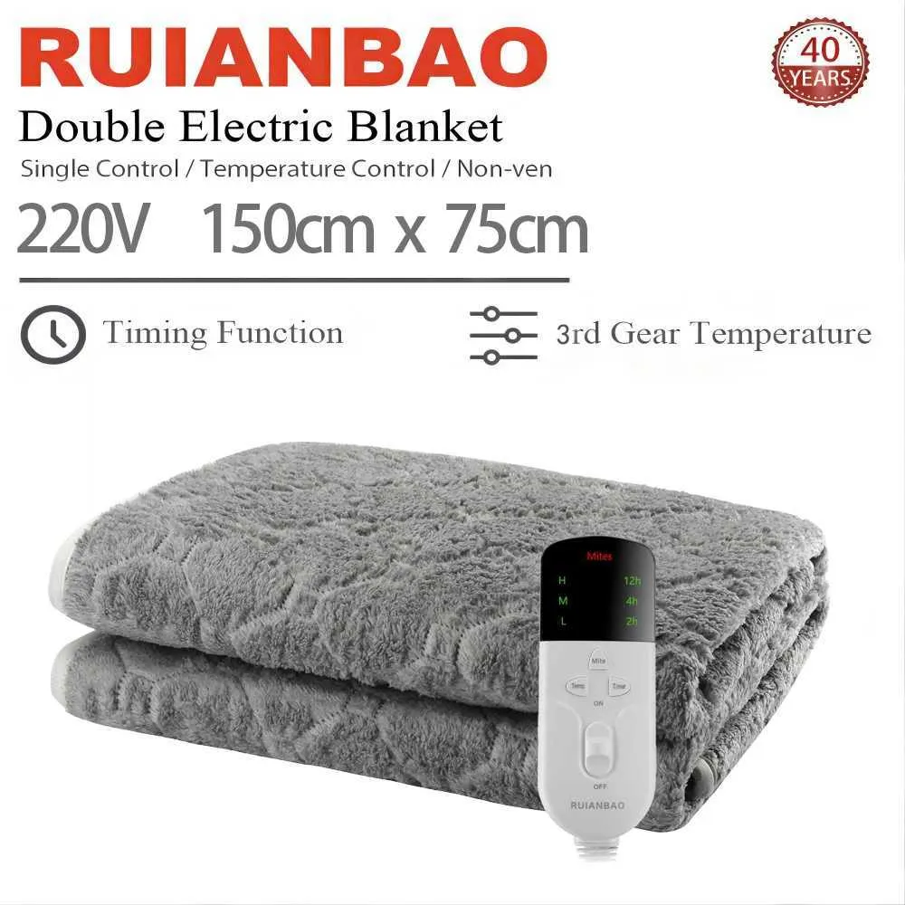Electric Hot Cold Pad: Ruianbao Flannel 2-Layer Heated Blanket