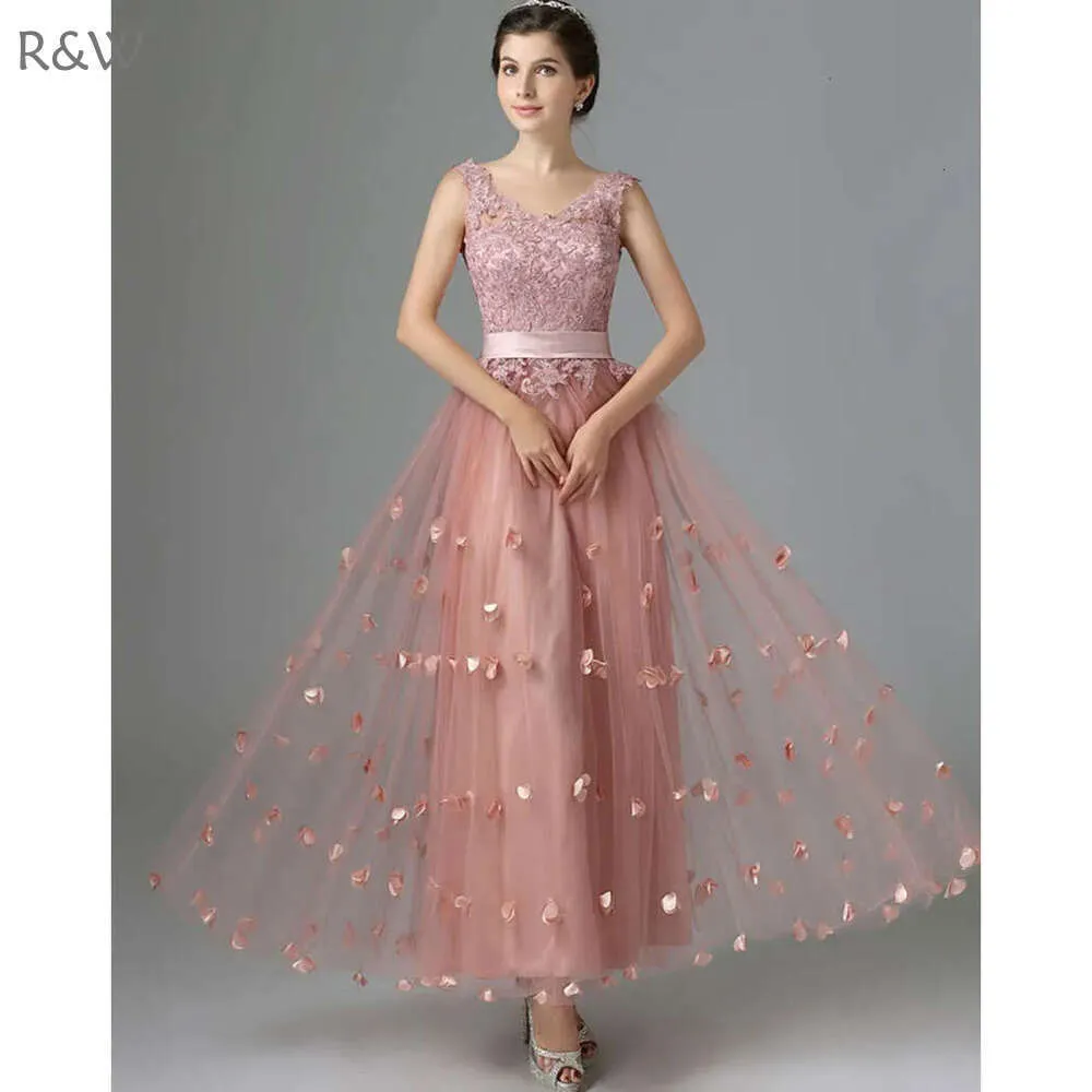 strapless open back dress Peach Lace Beaded Ruffle Ball Gown Evening Prom Dresses, Evening Party –  SposaDresses main image 0