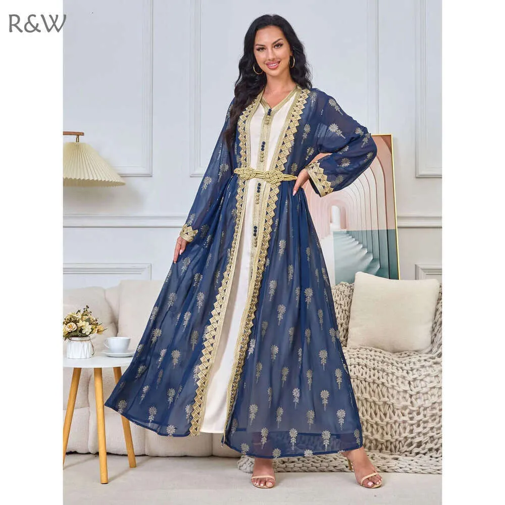 Embroidered Arabian Robe Cardigan Two-Piece Prom Dress Formal Evening  Party Gown