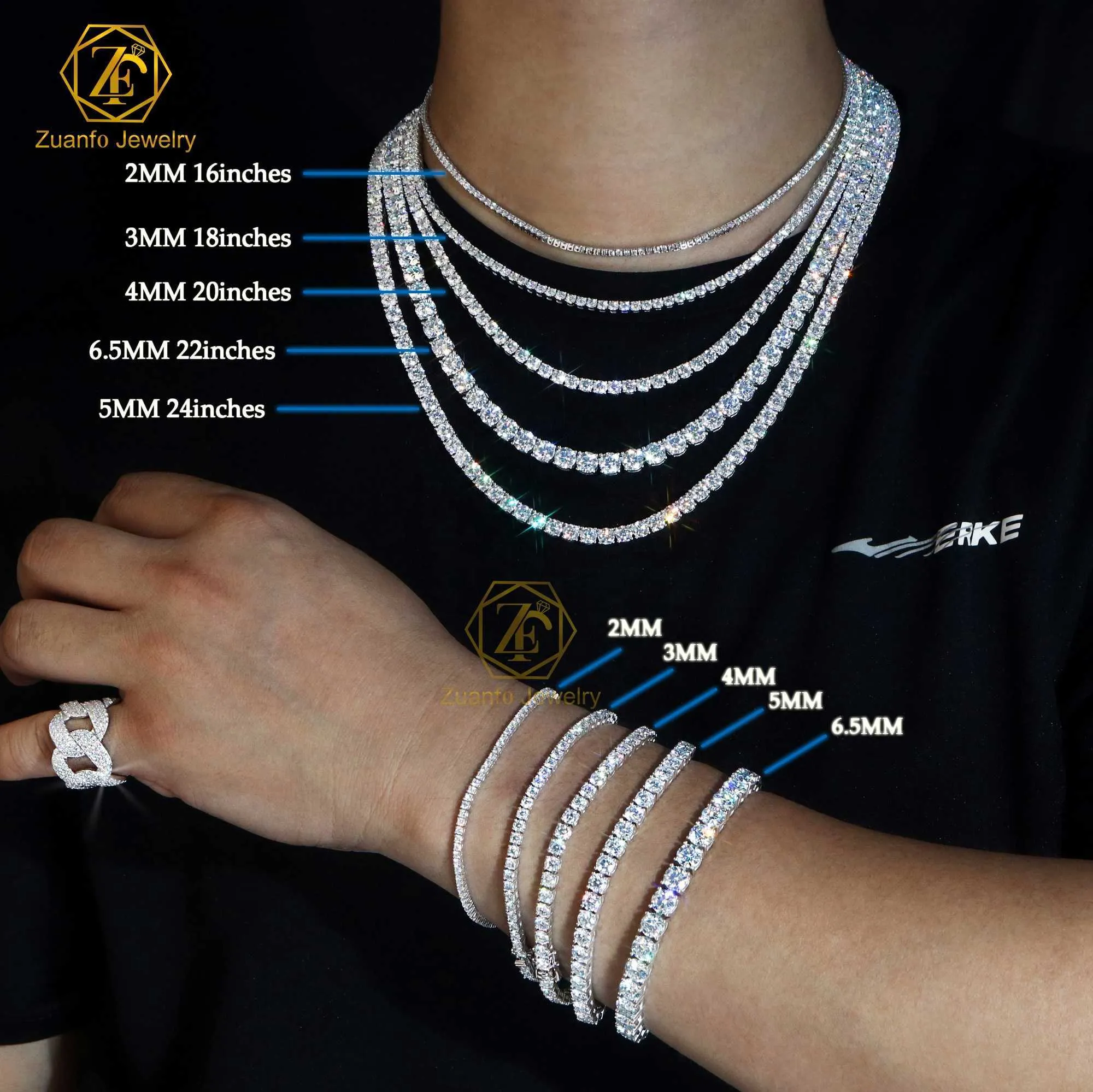 TENNIS CHAIN BRACELET 2 MM BLACK TENNIS CHAIN BRACELET 2 MM BLACK