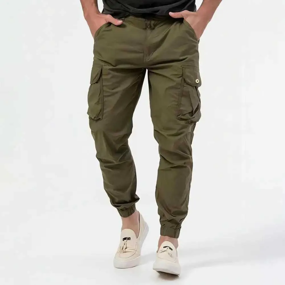 Solid Color Men Cargo Pants Mens Mid Waist Cargo Pants With Multi