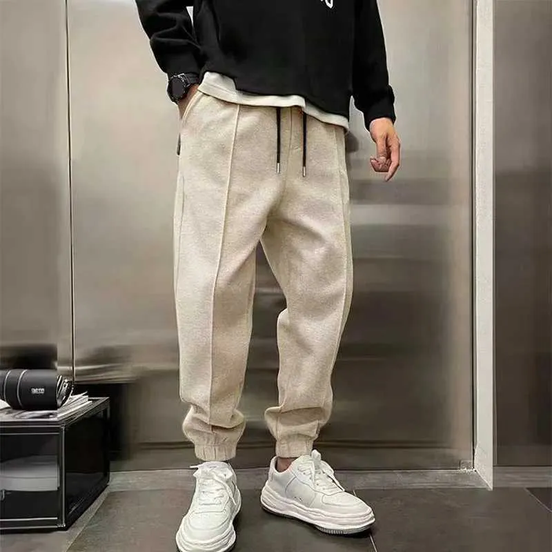 Maden Casual Gray Running Sweatpants Large Pocket Drawstring Workout Training Pants Comfortable Elastic Waist Men's Jogger Pants