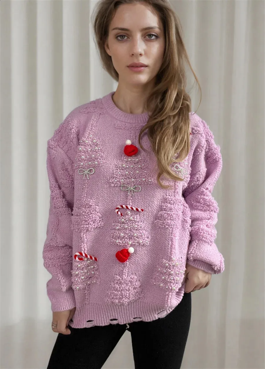 Christmas Sweater For Women Korean Style O Neck Casual Loose