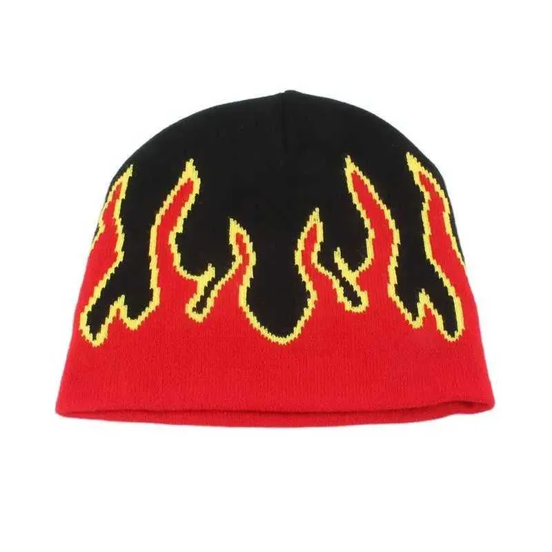 Cowboy Style Wool Knitted Warm Cap with Jacquard Flame  display picture 1