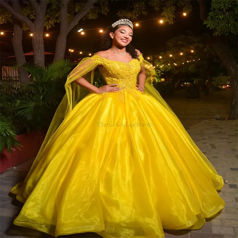 Save Big on Bulk Sweet 15 Quinceanera Dresses Sweet 15 Dresses Yellow  Princess Ball Gown: Appliqued Lace Two In One Debutante Dress, Sweet 16  Birthday
