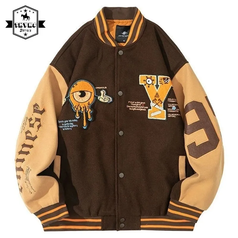 Mens Leather Varsity Jackets: Embroidered Bomber Jacket Oversized
