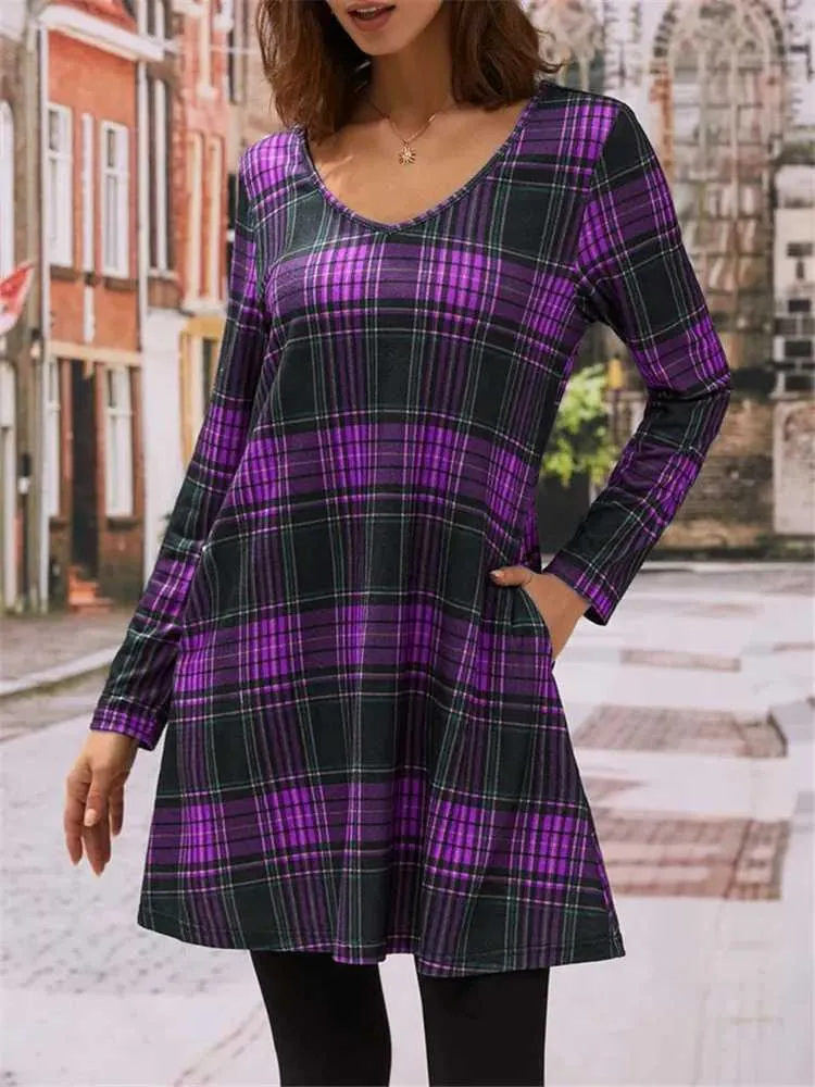 Women Floor-Length Chiffon Dress Short Sleeve Knit Synthetic Fiber Casual Plaid  Dress with Pockets from Dhgate Basic & Casual Dresses - price 26.58
